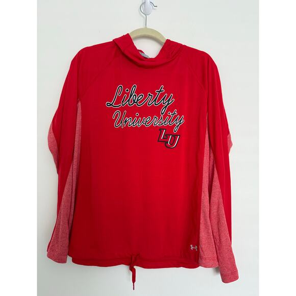 Under Armour Liberty University Womens XL Red Long Sleeve Heat Gear Hoodie - Picture 1 of 15